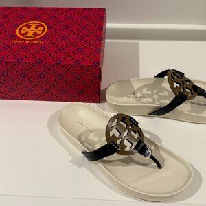 Tory Burch Miller Cloud Sandal Leather multi- colored black, almond and flour
